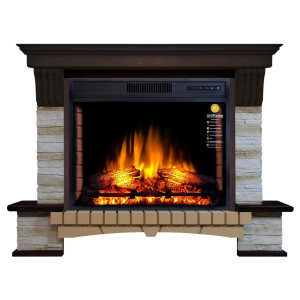 Камінокомплект ArtiFlame STONE MONTEBELLO AF28S МАХАГОН КОРИЧНЕВИЙ АНТИК (зі звуком)