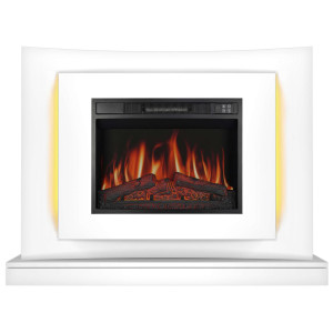 Камінокомплект ArtiFlame Lucca AF23S білий з LED підсвічуванням, обігрівом і звуком горіння вогню
