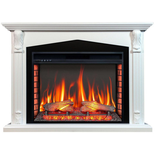 Камінокомплект ArtiFlame Praga AF33 білий з обігрівом і звуком горіння вогню